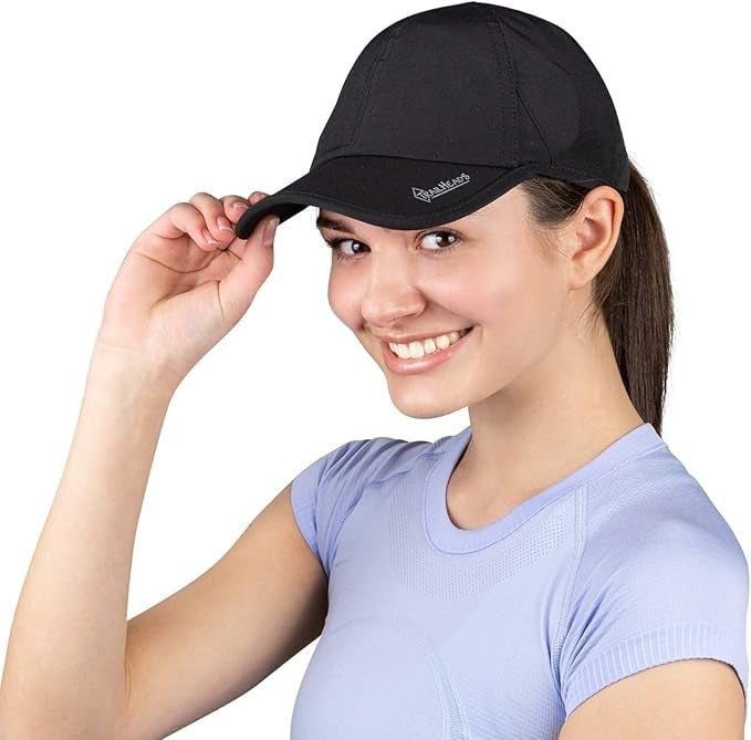 TrailHeads UV Protection Running Hats for Women, 50+ UPF - Summer Hats for Women Baseball Cap - Tennis, Golf, Gym, Workout White and Black - Image 5